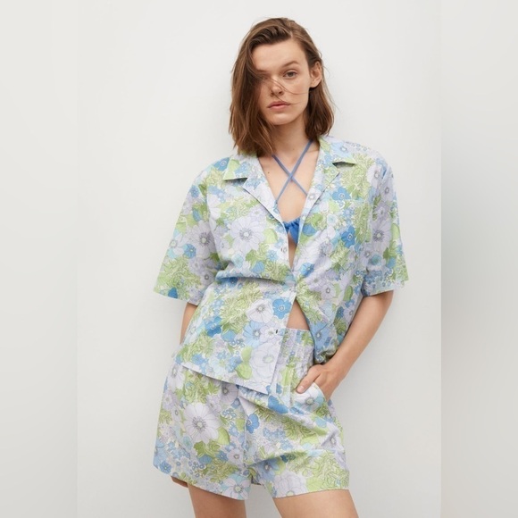 ⚡️Mango floral print high rise cotton shorts - size 2 - Picture 5 of 12